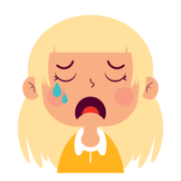 niña llorando cara dibujos animados lindo png