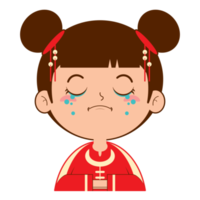 chinese girl crying face cartoon cute png