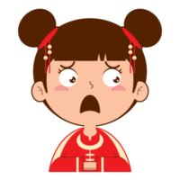 chinese girl surprised face cartoon cute png