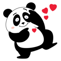 panda amour saint valentin dessin animé mignon png