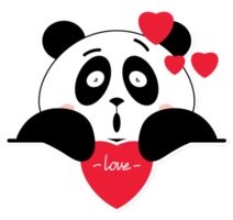 panda amour saint valentin dessin animé mignon png