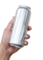 maqueta de mano lata delgada de aluminio brillante png