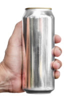 Hand hold mockup shiny aluminum slim can png