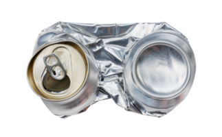 Flat compressed shiny aluminum can png