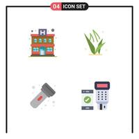 4 Thematic Vector Flat Icons and Editable Symbols of apartment light grass spring code Editable Vector Design Elements