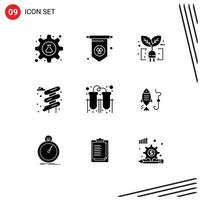 Set of 9 Modern UI Icons Symbols Signs for fishing tubes leaf laboratory park Editable Vector Design Elements