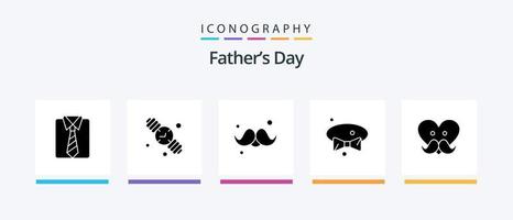 Fathers Day Glyph 5 Icon Pack Including dad. tie. accessories. dress. gentleman. Creative Icons Design vector