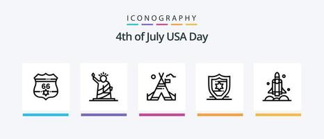 paquete de iconos de la línea 5 de EE. UU. que incluye la independencia. seguridad. americano. EE.UU. americano. diseño de iconos creativos vector