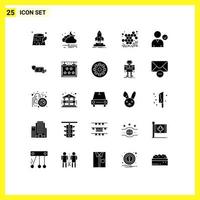 Group of 25 Solid Glyphs Signs and Symbols for check sweet launch honey mission Editable Vector Design Elements