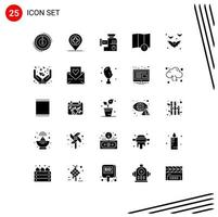 Universal Icon Symbols Group of 25 Modern Solid Glyphs of bats warning leaf map mix Editable Vector Design Elements