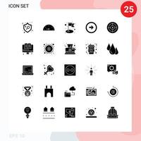 Pack of 25 creative Solid Glyphs of business right achievement user interface button Editable Vector Design Elements