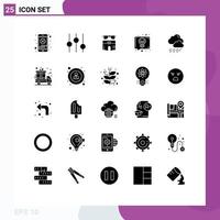 Modern Set of 25 Solid Glyphs Pictograph of weather talk summer idea conversation Editable Vector Design Elements