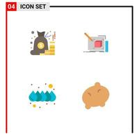Pictogram Set of 4 Simple Flat Icons of account pencil money art drop Editable Vector Design Elements