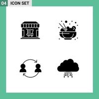 Set of 4 Modern UI Icons Symbols Signs for ecommerce replace store rice user Editable Vector Design Elements