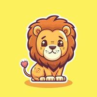 Wildlife animals. Cute lion with simple Design vector illustration. Jungle life Clean vector design.