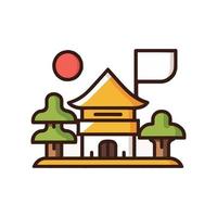 Japan famous landmark icons. Vector illustrations.olorful flat style  icon Design