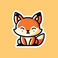 Cute cartoon fox. Funny red fox for collection. Emotion little animal. Cartoon animal character design. Flat vector illustration isolated on white background.Adorable Cute  Illustration, Clean Design.