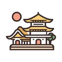 Japan famous landmark icons. Vector illustrations.olorful flat style  icon Design