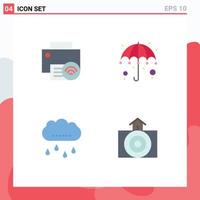 Pack of 4 creative Flat Icons of computers cloud hardware gras rainy Editable Vector Design Elements