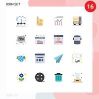 Flat Color Pack of 16 Universal Symbols of drawer interior sport furniture growth Editable Pack of Creative Vector Design Elements