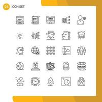 Set of 25 Modern UI Icons Symbols Signs for profile security file secure web server web advert Editable Vector Design Elements