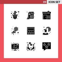 9 User Interface Solid Glyph Pack of modern Signs and Symbols of interface website medical settings marketing Editable Vector Design Elements