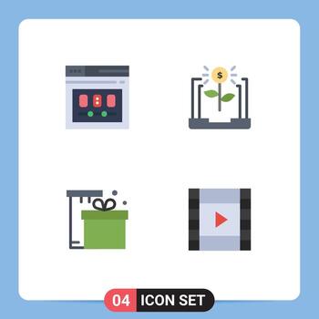 4 concepto de icono plano para sitios web móviles y aplicaciones navegador inversión web business box elementos de diseño vectorial editables vector