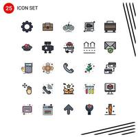 Group of 25 Filled line Flat Colors Signs and Symbols for suitcase video controller recording photography Editable Vector Design Elements