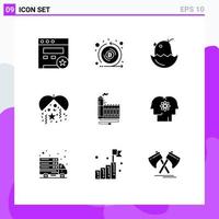 Set of 9 Modern UI Icons Symbols Signs for energy consumption chicken party celebration Editable Vector Design Elements