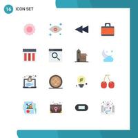 Modern Set of 16 Flat Colors and symbols such as user content backward communication suitcase Editable Pack of Creative Vector Design Elements