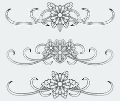 Doodle flower ornament template vector. Swash collections. Text divider for frame, border, title, pages. Vintage illustration template. Vector eps 10.