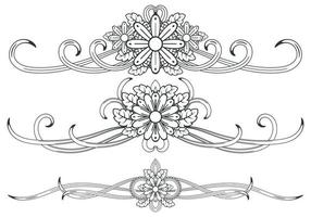Doodle flower ornament template vector. Swash collections. Text divider for frame, border, title, pages. Vintage illustration template. Vector eps 10.