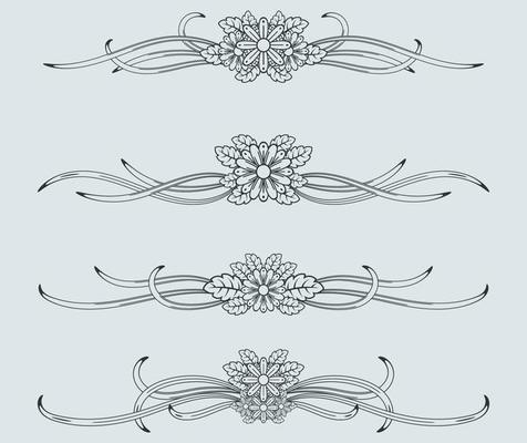 Doodle flower ornament template vector. Swash collections. Text divider for frame, border, title, pages. Vintage illustration template. Vector eps 10.