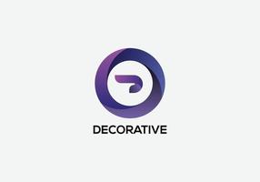 Decorative Abstract modern d letter initial tech logo design vector