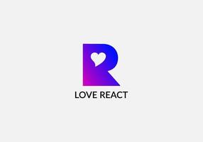 Love react Abstract R letter modern lettermarks emblem logo design vector