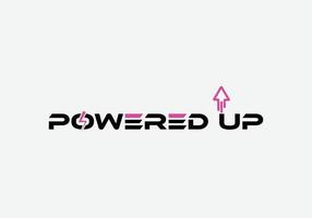 Powered up abstract tech power emblem minimalist logo desgn vector