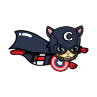 gato super herói, clipart fofo, clipart para uso pessoal e comercial, clipart digital para download png