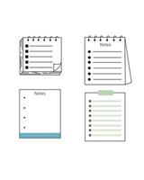 Set of different note papers. Notes paper sheets attached. vector