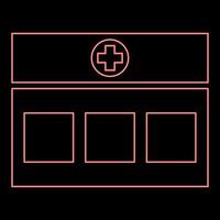 Neon hospital Clinic Medical building red color vector illustration image flat style