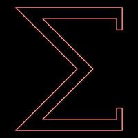 Neon sigma greek symbol capital letter uppercase font red color vector illustration image flat style