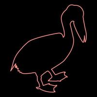 Neon pelican bird Seabird Waterbird red color vector illustration image flat style