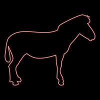 Neon zebra stand Animal standing red color vector illustration image flat style