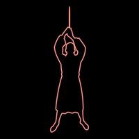 Neon man with sword machete Cold weapons in hand military man Soldier Serviceman in positions Hunter with knife Fight poses Strong defender Warrior concept Weaponry Stand red color vector