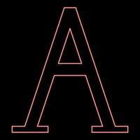 Neon alpha greek symbol capital letter uppercase font red color vector illustration image flat style