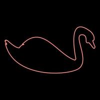 Neon swan bird Waterbird red color vector illustration image flat style
