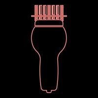 Neon scanning barcode with hand scanner red color vector illustration image flat style