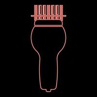 Neon scanning barcode with hand scanner red color vector illustration image flat style