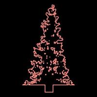 Neon fir tree Christmas Coniferous Spruce Pine forest Evergreen woods Conifer red color vector illustration image flat style