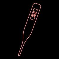 Neon medical electronic thermometers with digital display Temperature measuring Electric measure concept red color vector illustration image flat style