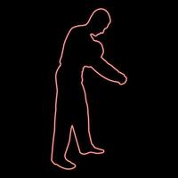 Neon man dressing sweater Clothes concept Put on his pullover red color vector illustration image flat style